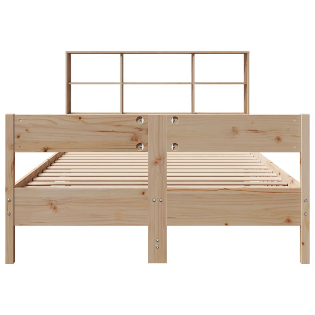 Lit en bois massif avec étagère sans matelas 140x190 cm pin
