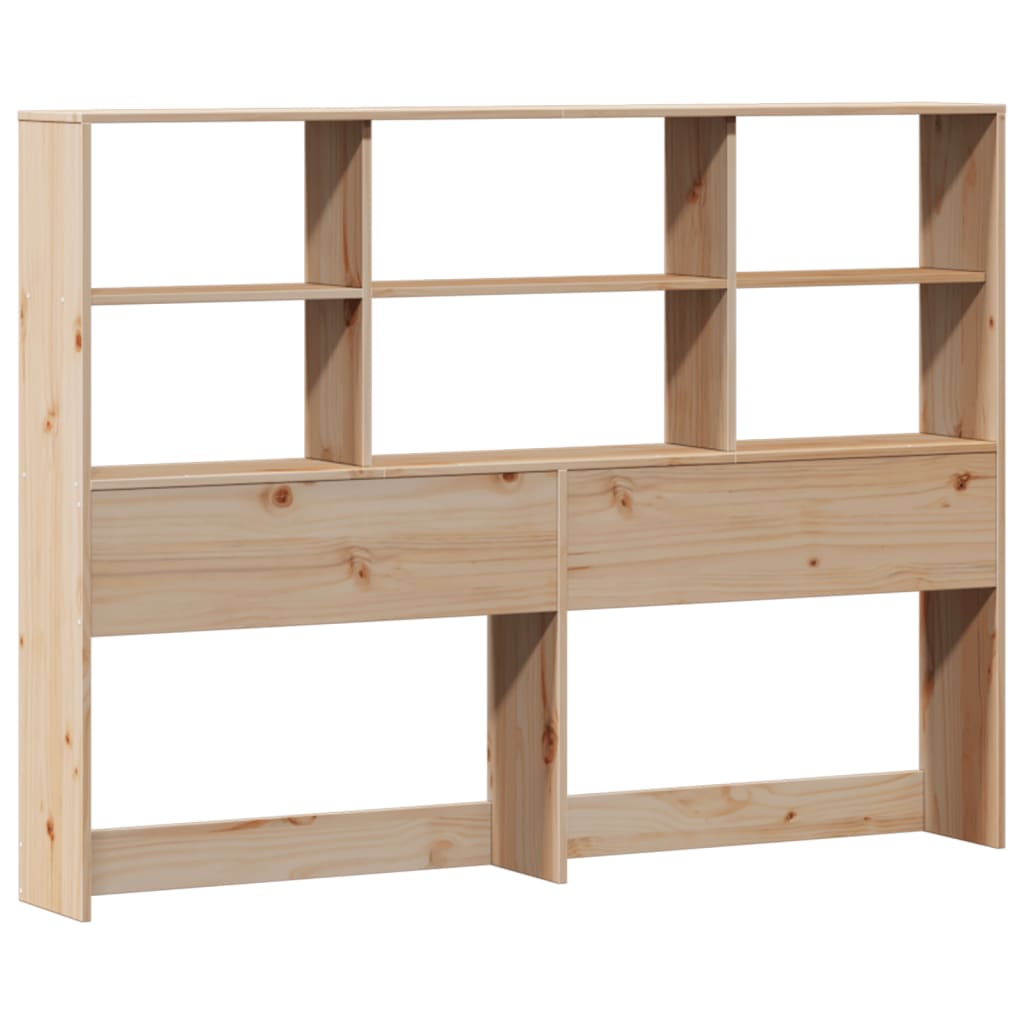 Lit en bois massif avec étagère sans matelas 140x190 cm pin