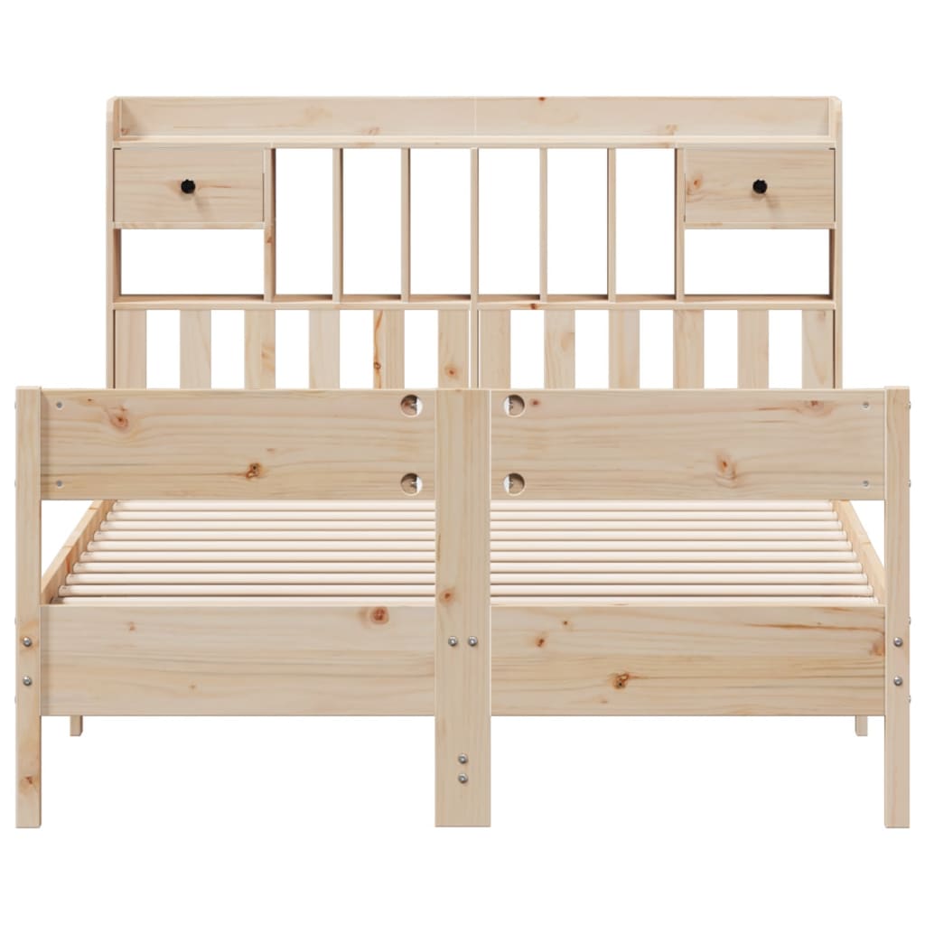 Lit en bois massif avec étagère sans matelas 140x190 cm pin