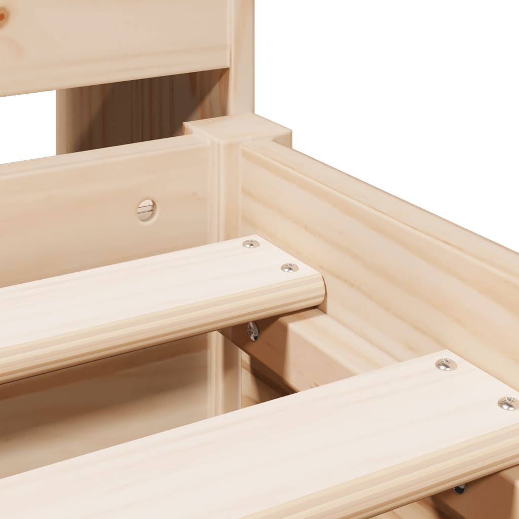 Solid wood bed with shelf without mattress 135x190 cm pine