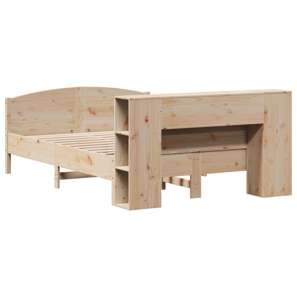 Massivholzbett mit Regal ohne Matratze 135x190 cm Kiefer