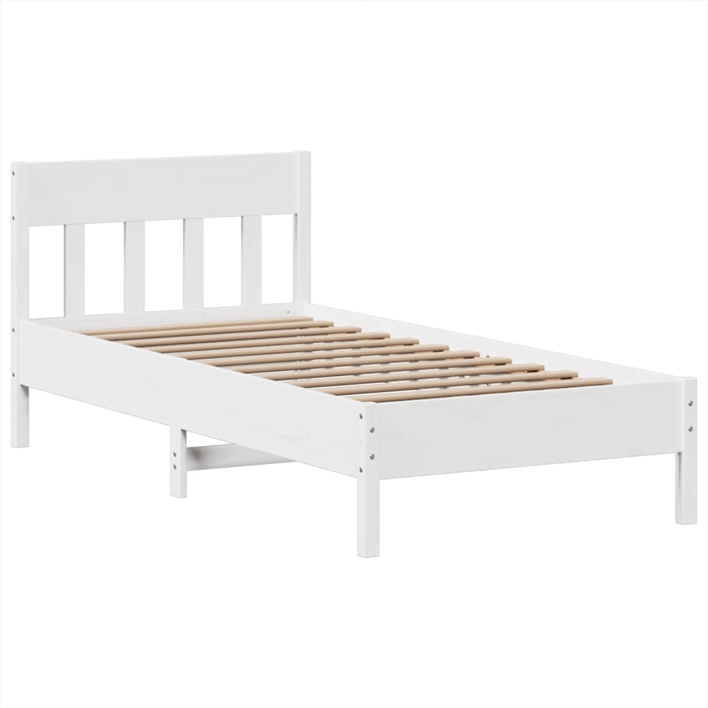Massivholzbett ohne Matratze Weiß 75x190 cm Kiefernholz
