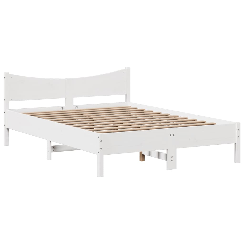 Massivholzbett ohne Matratze Weiß 160x200 Kiefernholz