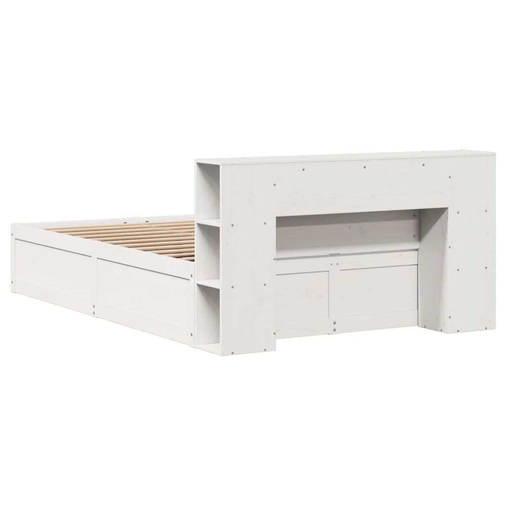 Massivholzbett ohne Matratze Weiß 135x190 cm Kiefernholz