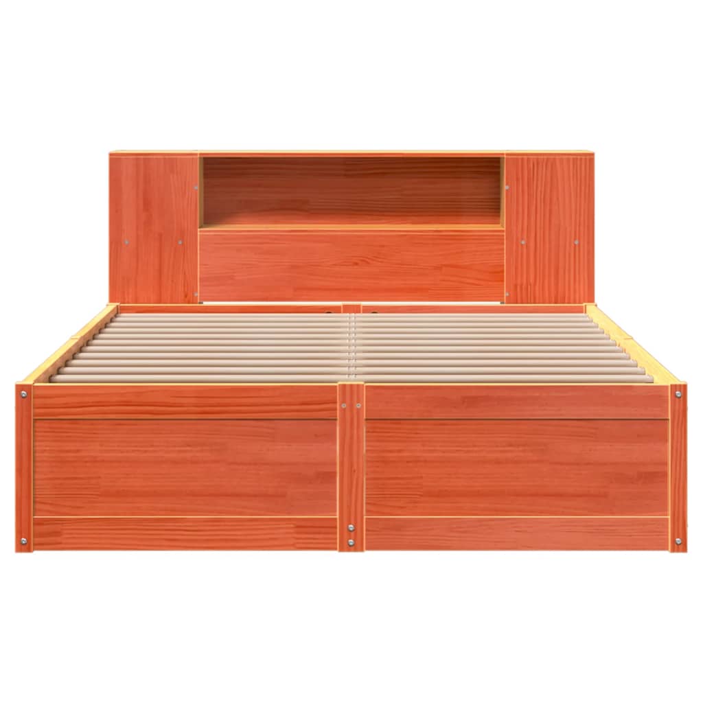 Massivholzbett ohne Matratze Wachsbraun 135x190 cm Kiefernholz