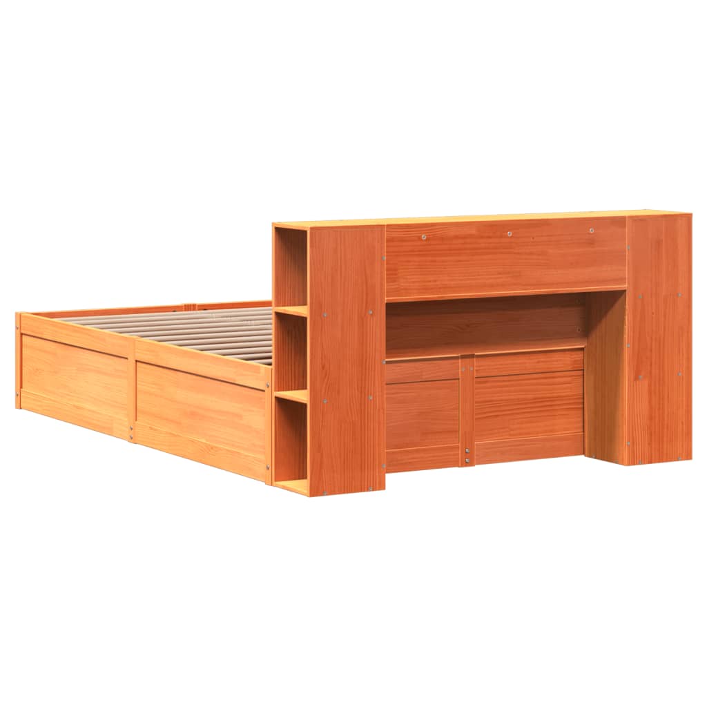 Massivholzbett ohne Matratze Wachsbraun 135x190 cm Kiefernholz
