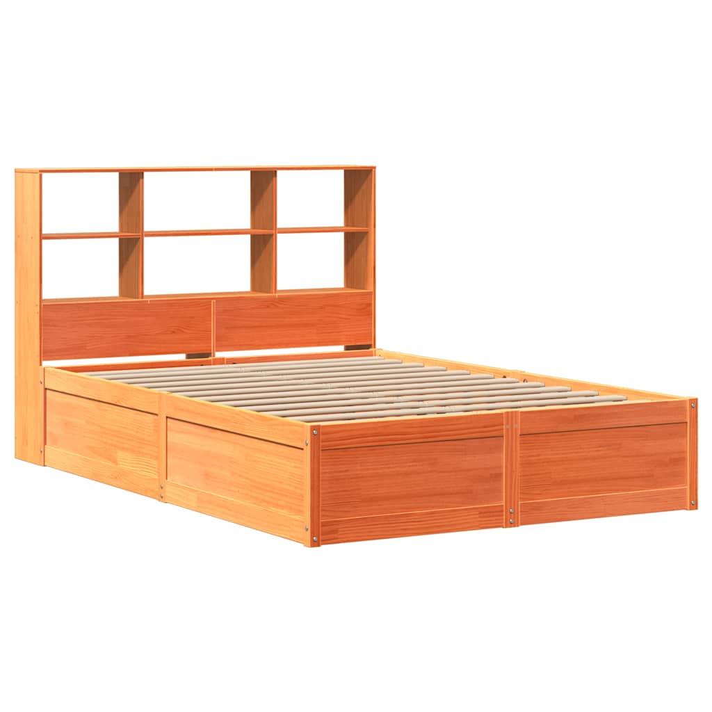 Massivholzbett ohne Matratze Wachsbraun 135x190 cm Kiefernholz
