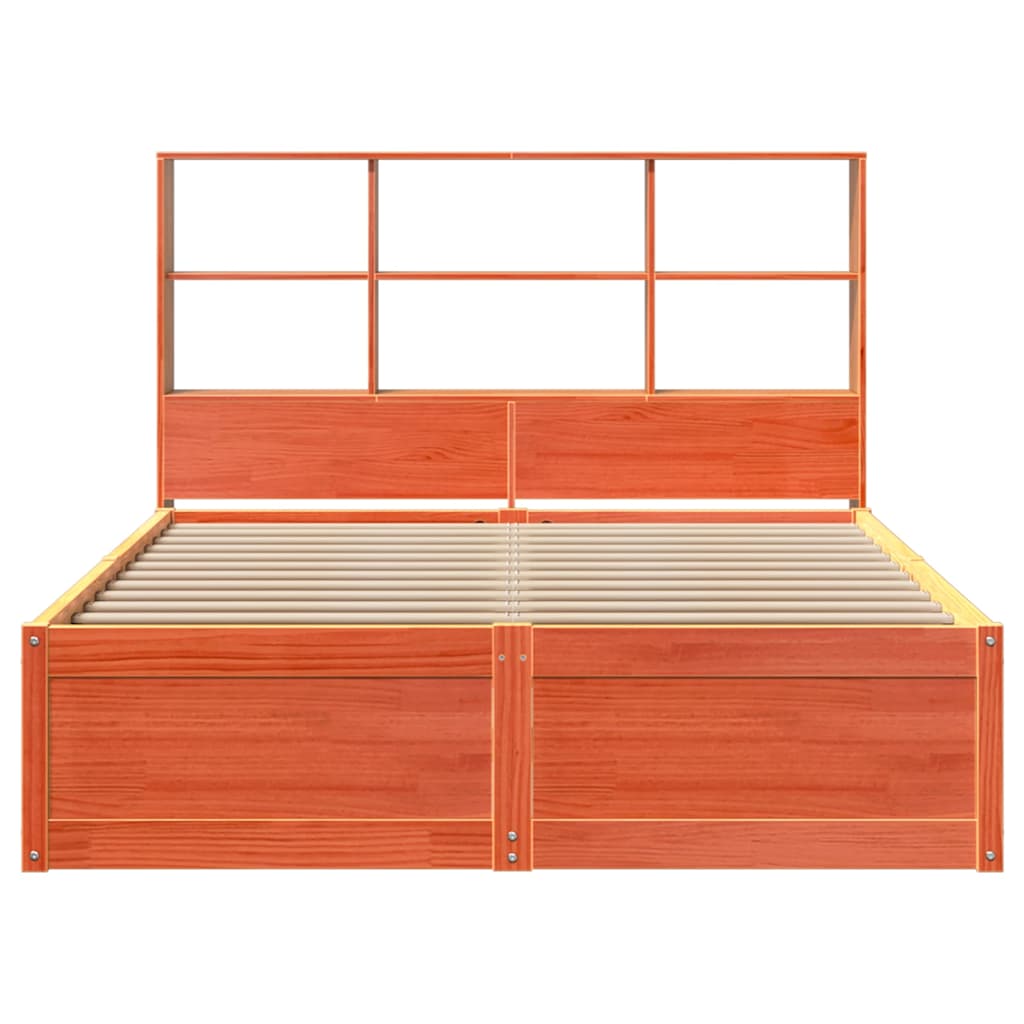 Massivholzbett ohne Matratze Wachsbraun 135x190 cm Kiefernholz