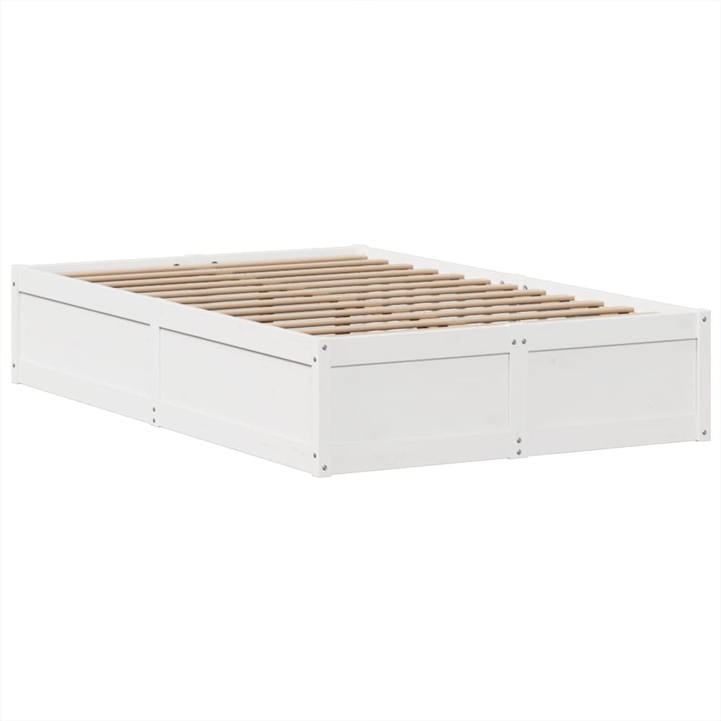 Massivholzbett ohne Matratze Weiß 135x190 cm Kiefernholz