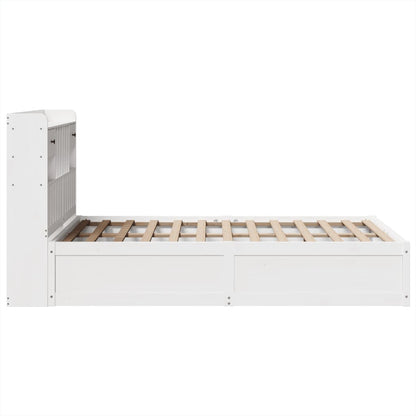 Massivholzbett ohne Matratze Weiß 135x190 cm Kiefernholz