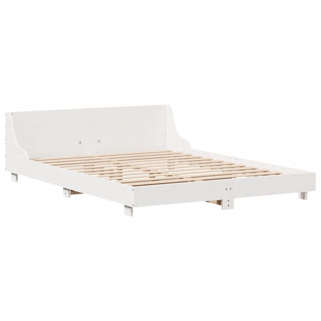 Massivholzbett ohne Matratze Weiß 160x200 Kiefernholz