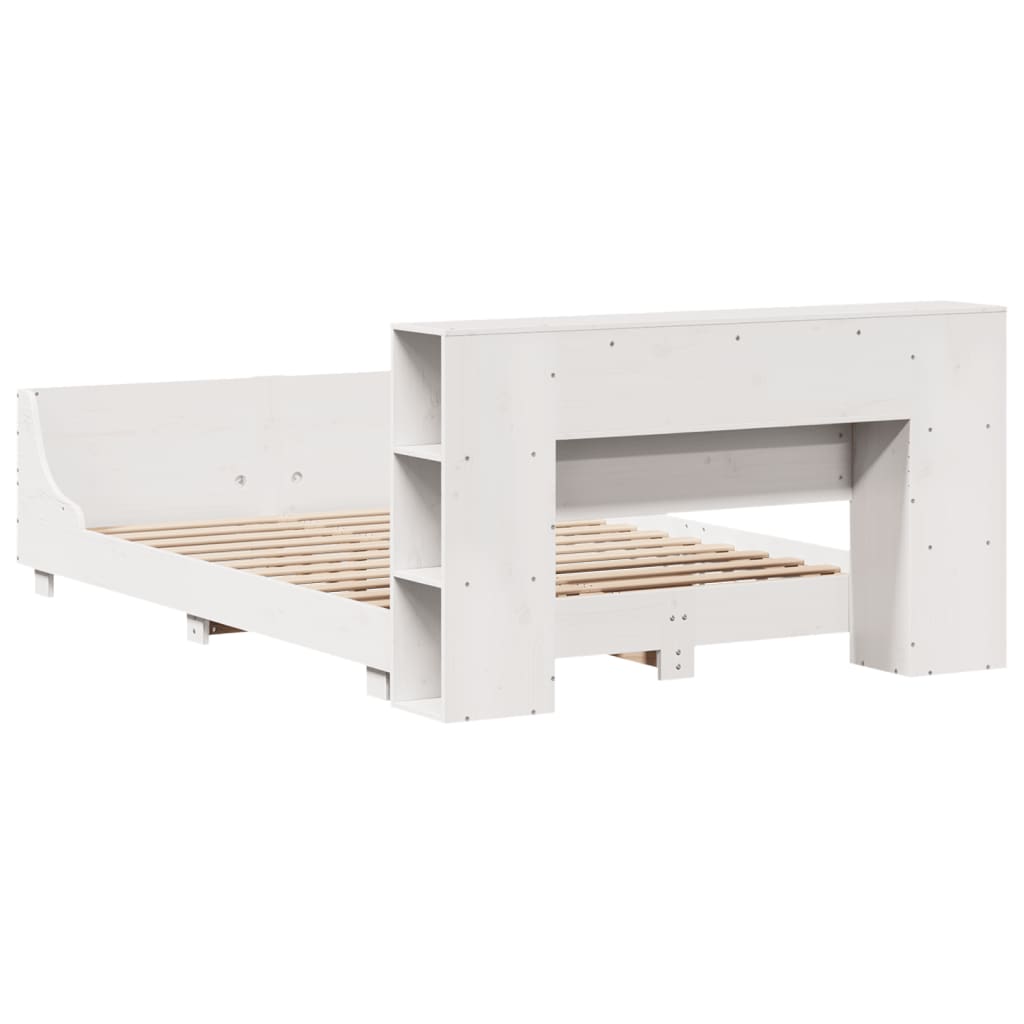 Massivholzbett ohne Matratze Weiß 140x190 cm Kiefernholz