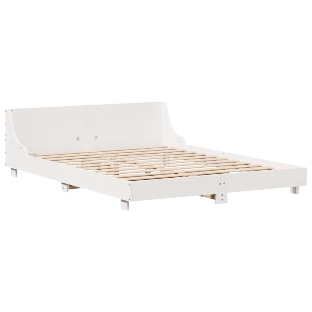 Massivholzbett ohne Matratze Weiß 160x200 Kiefernholz