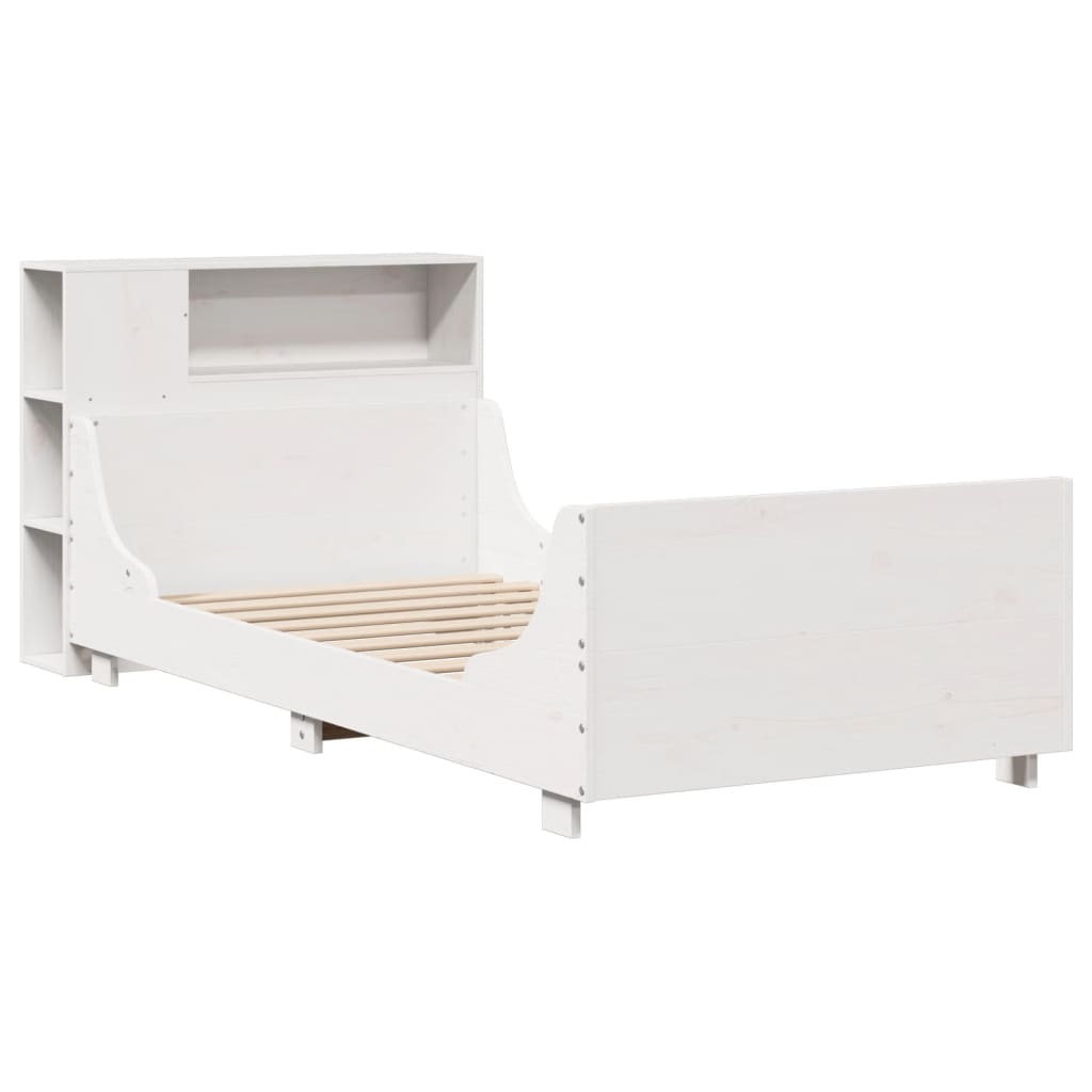 Massivholzbett ohne Matratze Weiß 75x190 cm Kiefernholz