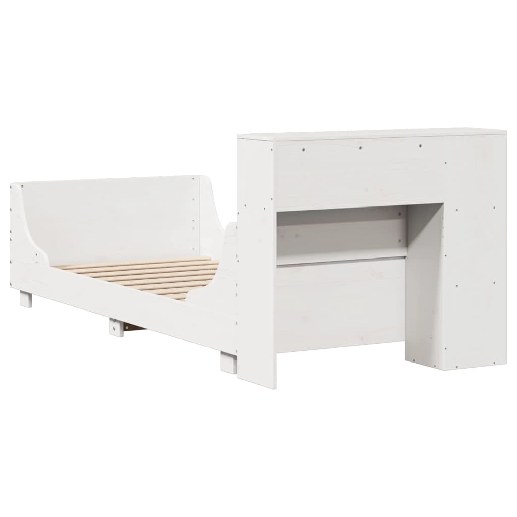Massivholzbett ohne Matratze Weiß 75x190 cm Kiefernholz