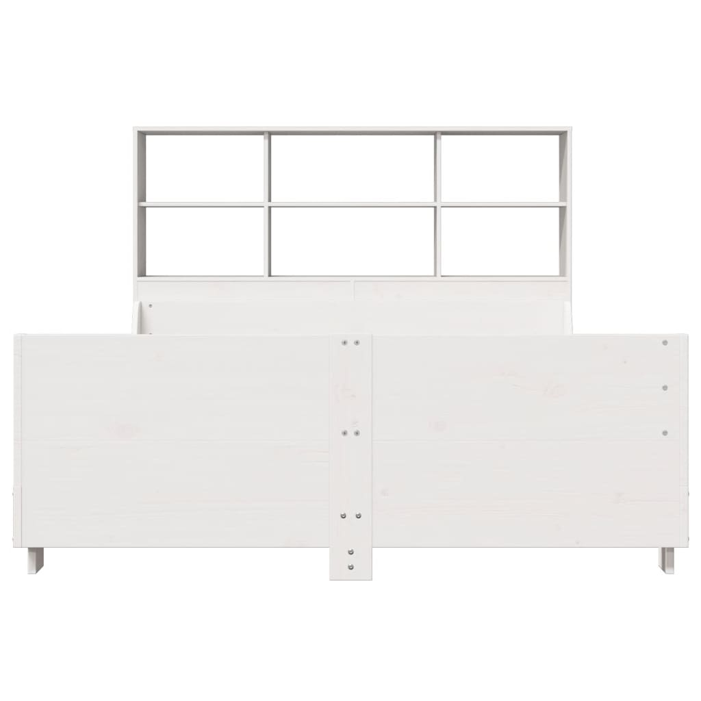 Massivholzbett mit Regal ohne Matratze Weiß 160x200 cm