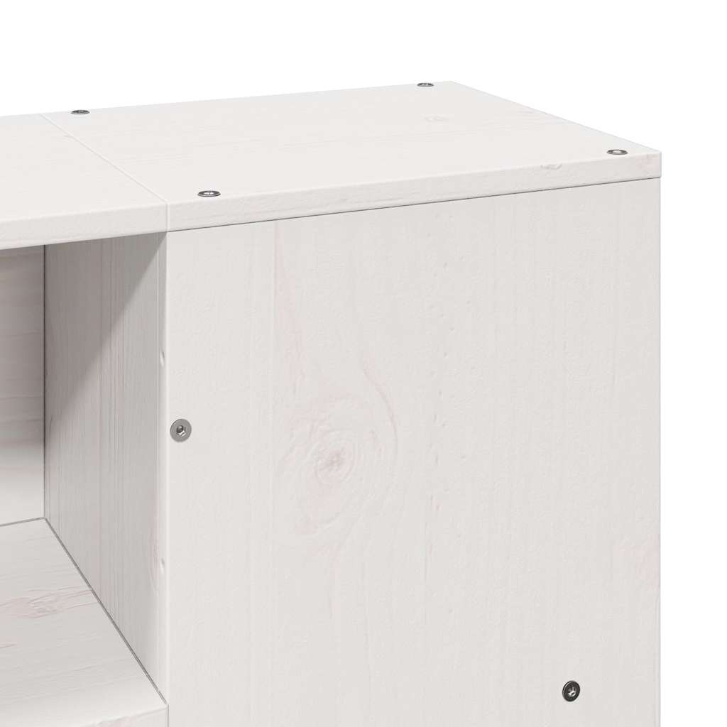 Massivholzbett mit Regal ohne Matratze Weiß 150x200 cm