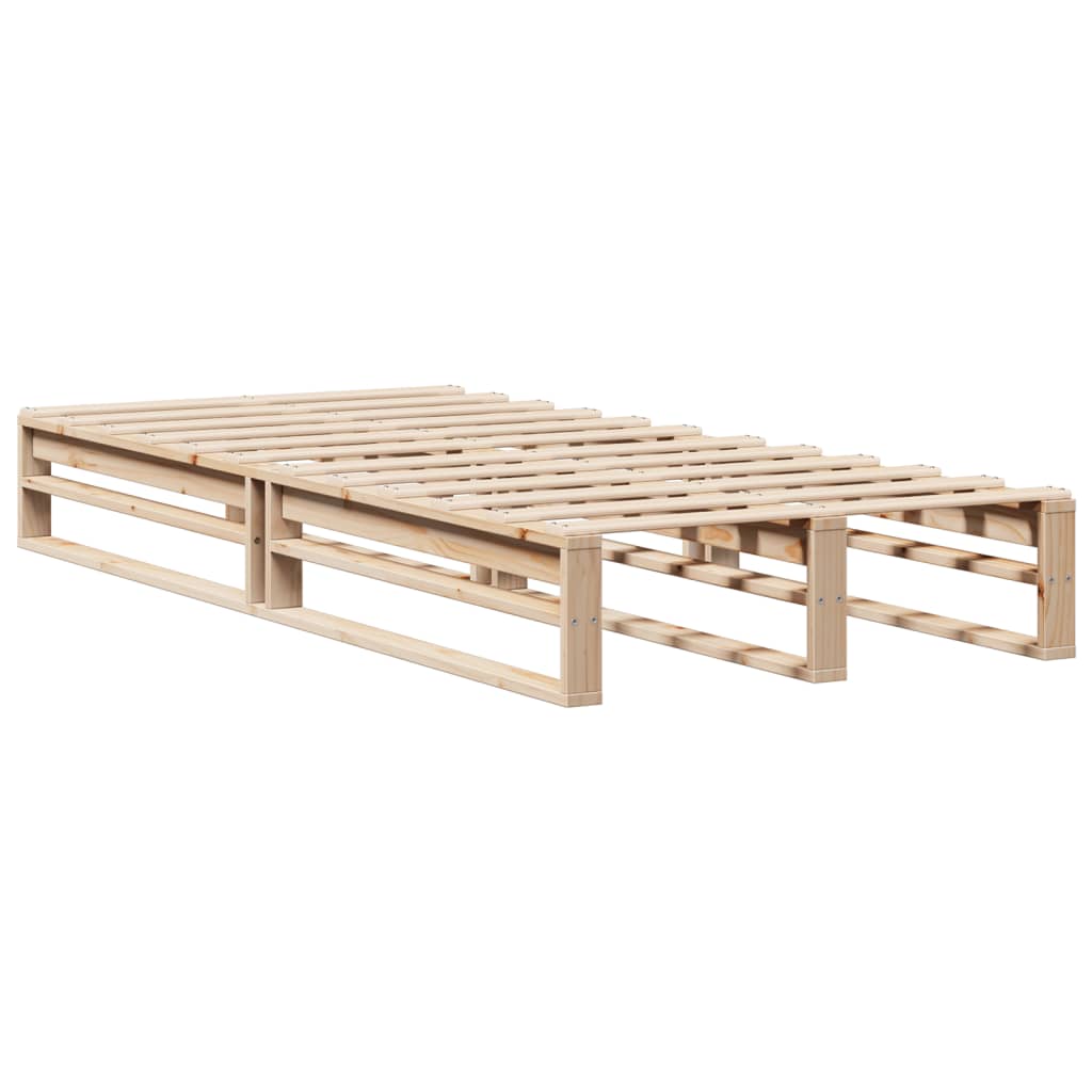 Lit en bois massif avec étagère sans matelas 90x200 cm en bois massif