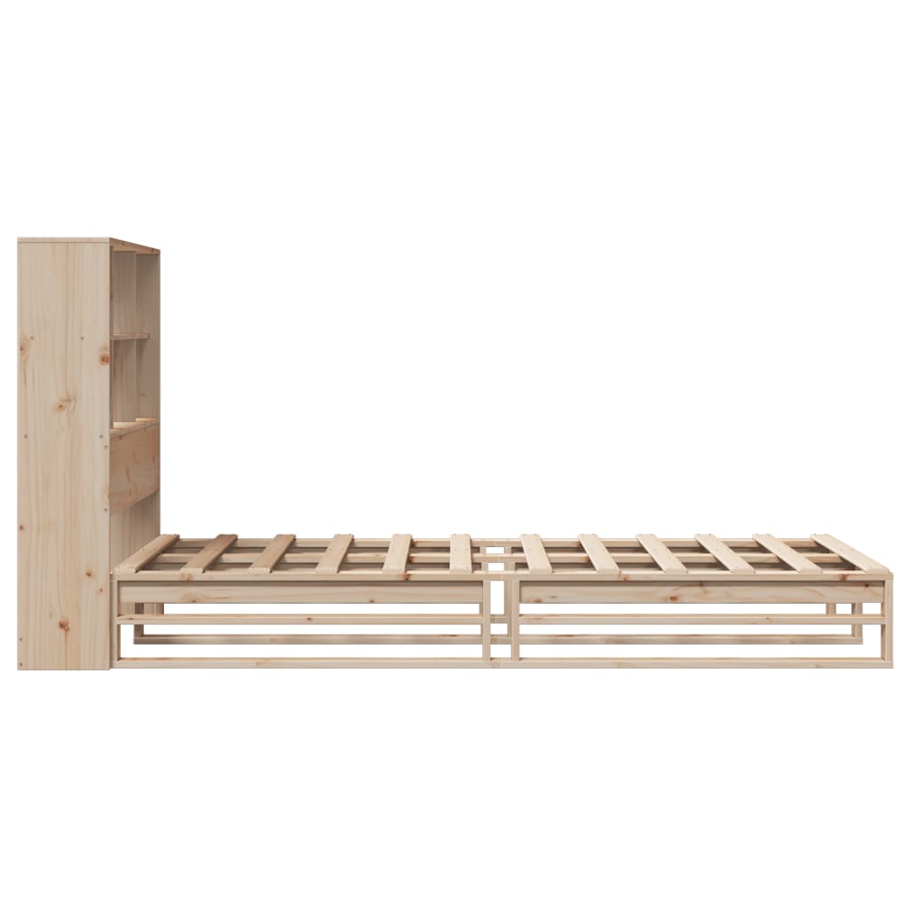 Lit en bois massif avec étagère sans matelas 90x200 cm en bois massif