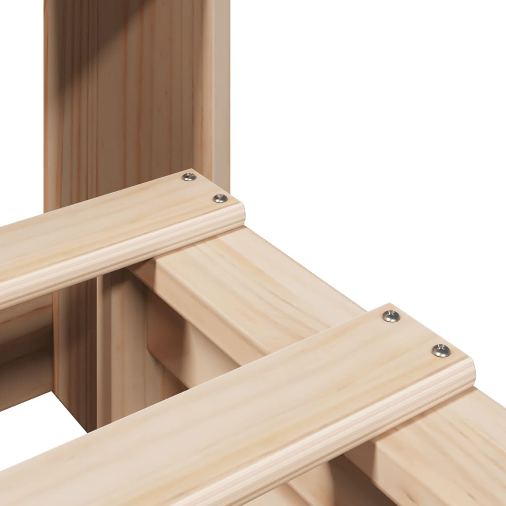 Lit en bois massif avec étagère sans matelas 90x200 cm en bois massif