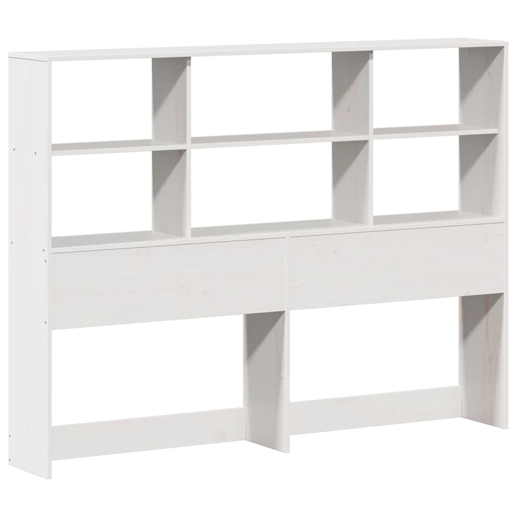 Lit en bois massif avec étagère sans matelas blanc 140x190 cm