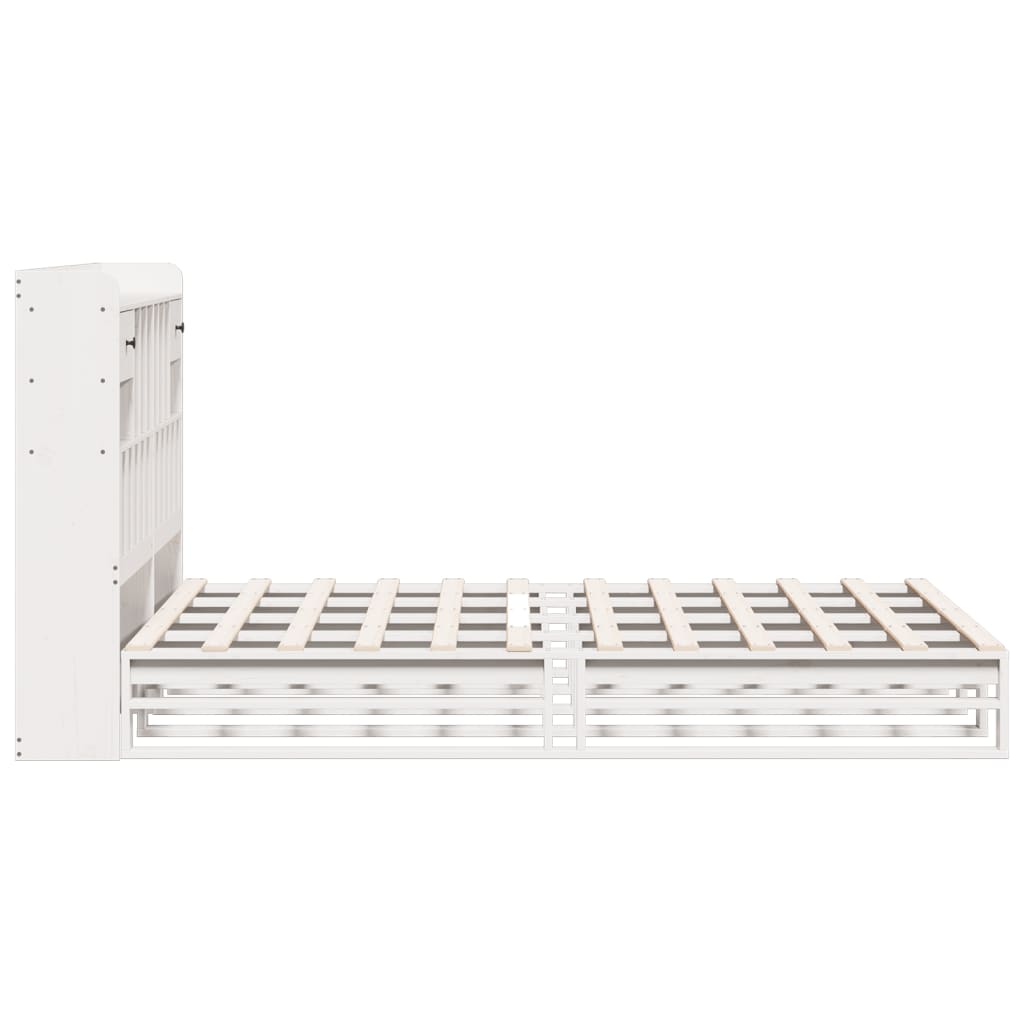 Lit en bois massif avec étagère sans matelas blanc 140x200 cm pin