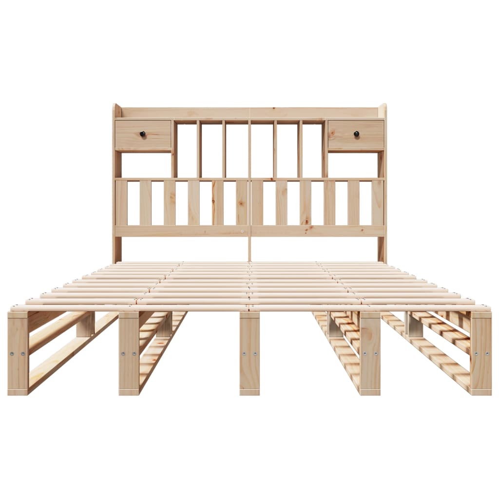 Solid wood bed with shelf without mattress 150x200 cm pinewood