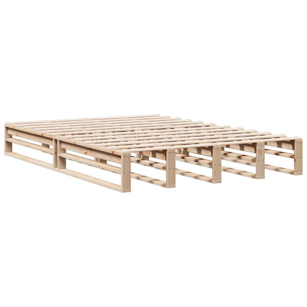 Solid wood bed with shelf without mattress 150x200 cm pinewood