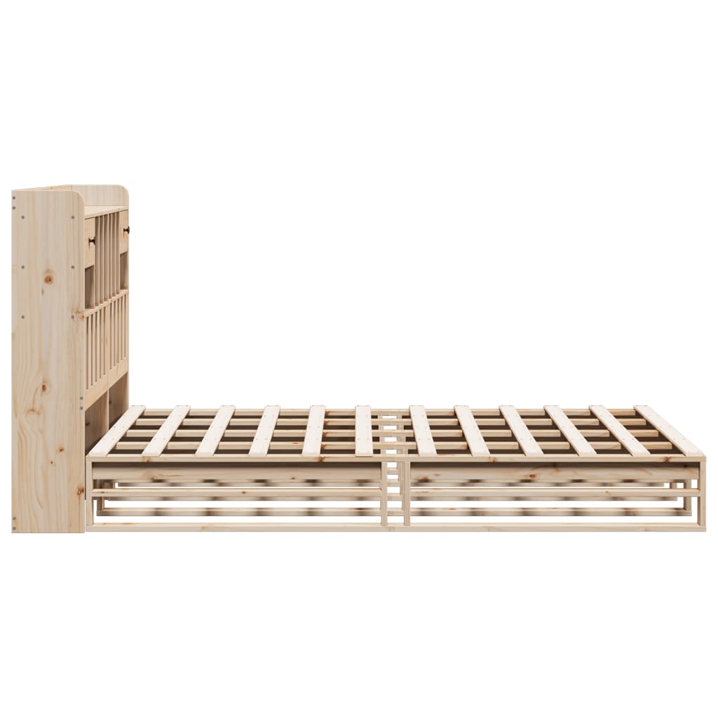 Solid wood bed with shelf without mattress 150x200 cm pinewood
