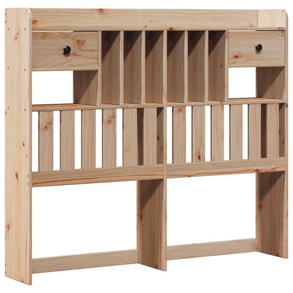 Lit en bois massif avec étagère sans matelas 135x190 cm pinède