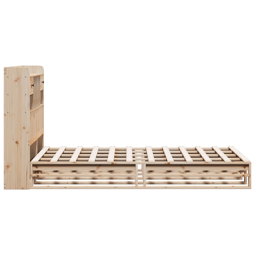 Lit en bois massif avec étagère sans matelas 135x190 cm pinède