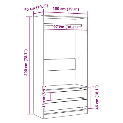 Kleiderschrank Artisan-Eiche 100x50x200 cm Holzwerkstoff