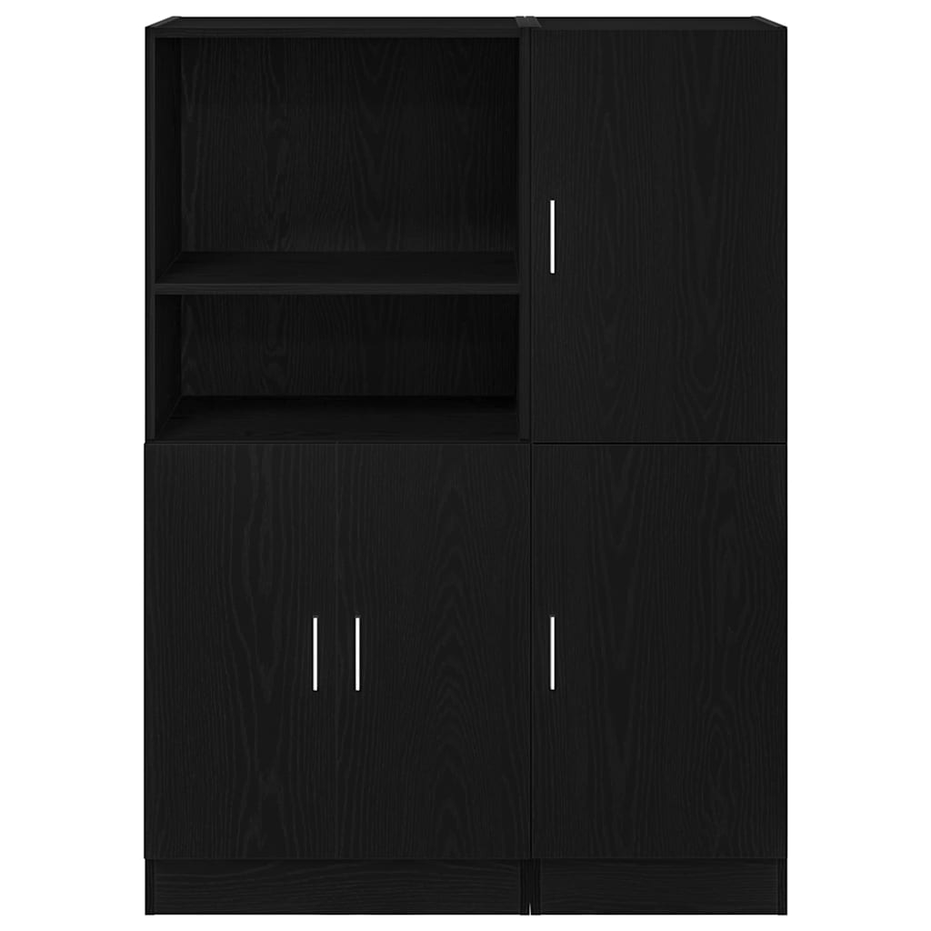 2-tlg. Küchenschrank-Set Schwarz Holzwerkstoff