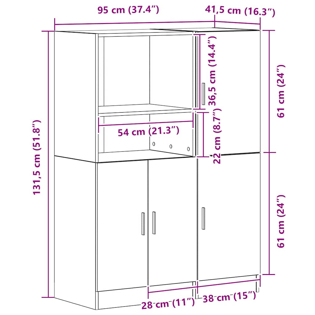 2-tlg. Küchenschrank-Set Sonoma-Eiche Holzwerkstoff