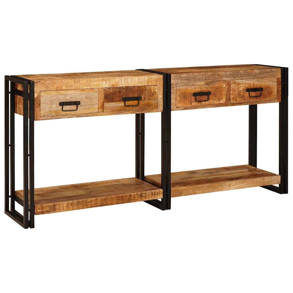 Konsolen-Tische 2 pcs Braun 161 x 33 x 75 cm Massivholz Mango
