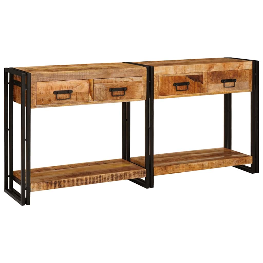 Konsolen-Tische 2 pcs Braun 161 x 33 x 75 cm Massivholz Mango