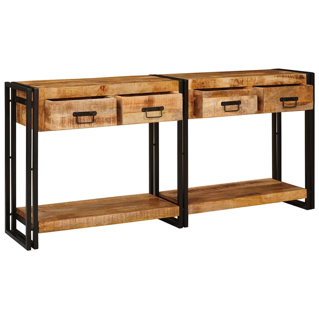 Konsolen-Tische 2 pcs Braun 161 x 33 x 75 cm Massivholz Mango