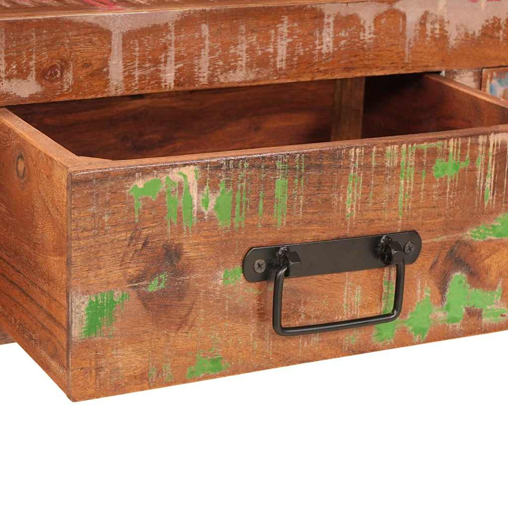 Ensemble de 2 consoles avec tiroirs, en bois massif recyclé coloré