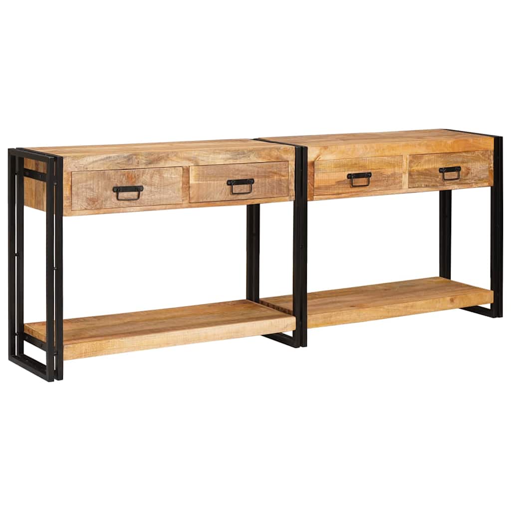 Konsolen-Tische 2 pcs Braun 200 x 33 x 75 cm Massivholz Mango