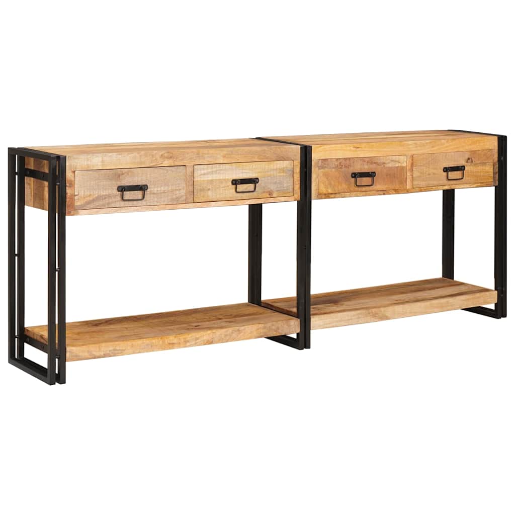 Konsolen-Tische 2 pcs Braun 200 x 33 x 75 cm Massivholz Mango