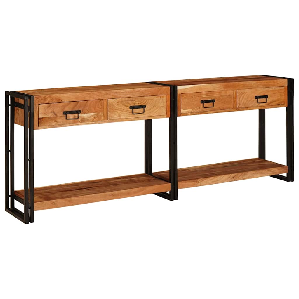 Konsolen-Tische 2 Stk. Braun 200 x 33 x 75 cm Massivholz Akazie