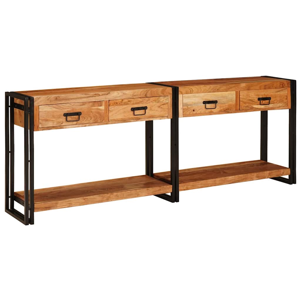 Konsolen-Tische 2 Stk. Braun 200 x 33 x 75 cm Massivholz Akazie