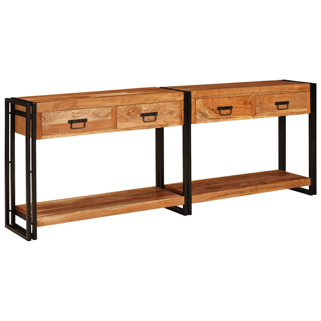 Konsolen-Tische 2 Stk. Braun 200 x 33 x 75 cm Massivholz Akazie