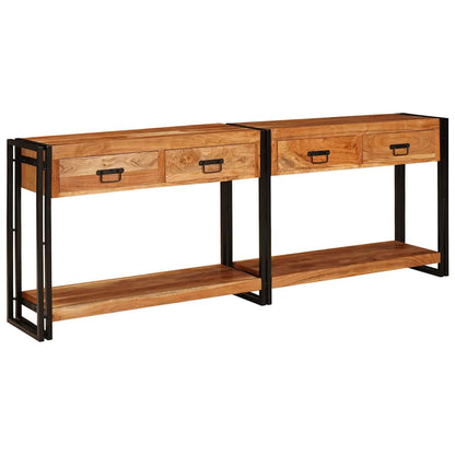 Konsolen-Tische 2 stk. Braun 200 x 33 x 75 cm Massivholz Akazie