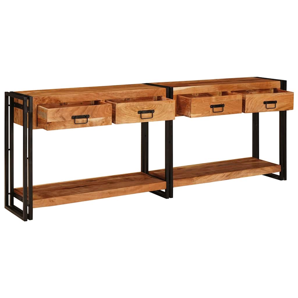 Konsolen-Tische 2 Stk. Braun 200 x 33 x 75 cm Massivholz Akazie