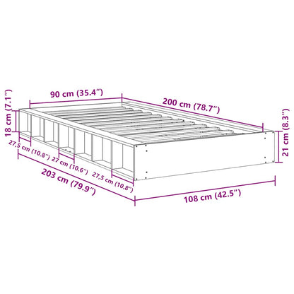 Massivholzbett ohne Matratze 90x200 cm Eichenholz