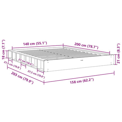 Massivholzbett ohne Matratze 140x200 cm Eichenholz