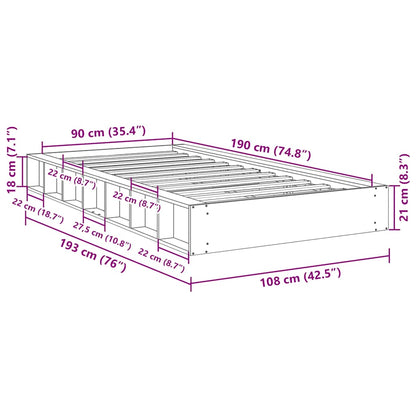 Massivholzbett ohne Matratze 90x190 cm Eichenholz