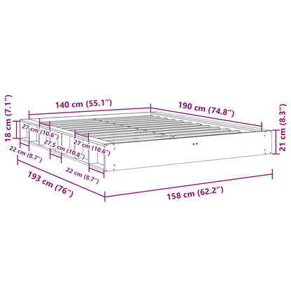 Massivholzbett ohne Matratze 140x190 cm Eichenholz