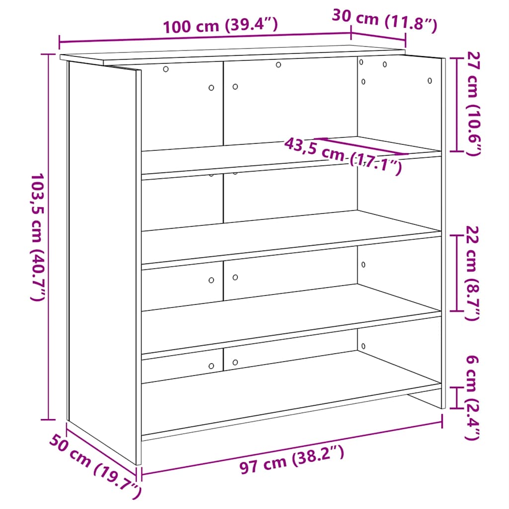 Empfangstresen Sonoma-Eiche 100 x 50 x 103,5 cm Holzwerkstoff